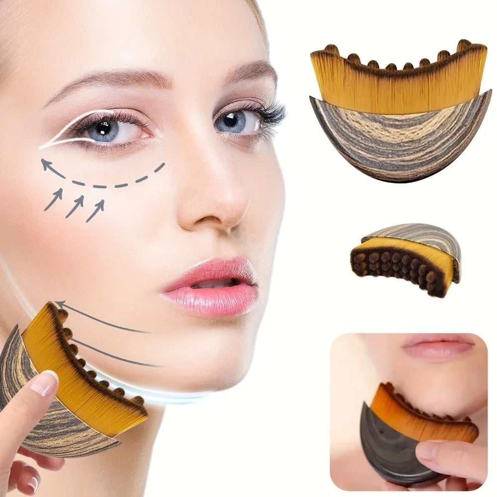 Lymphatic Contour Face Brush Dry Brushing Face Brush Lymphatic Drainage Massager for Face Chin Jawline Sculpting The Skin